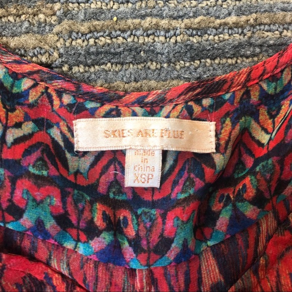 Skies Are Blue Sheer Abstract Blouse Size XSP - Picture 7 of 7